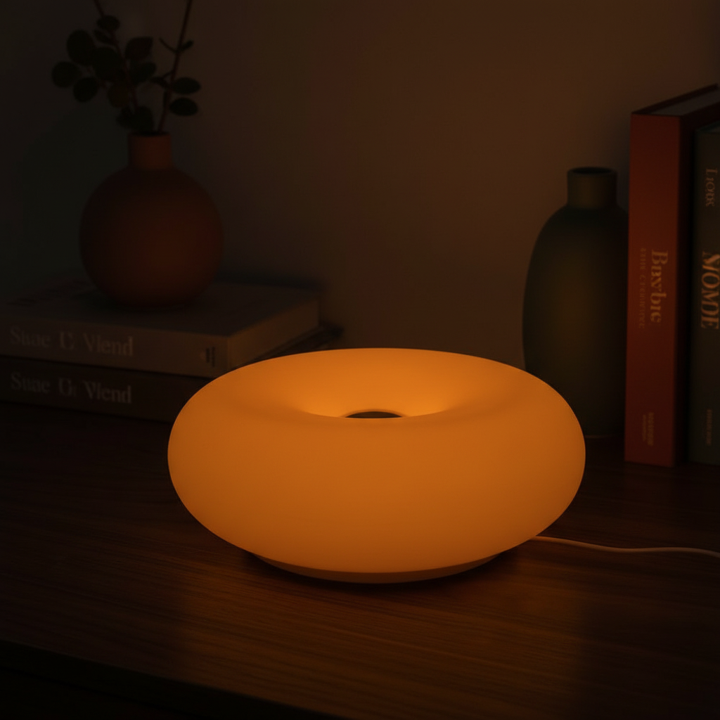 Donut bedside lamp with soft ambient LED glow