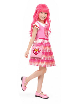Conjunto de Vestido de Princesa Rosa e Bolsa Transversal Infantil