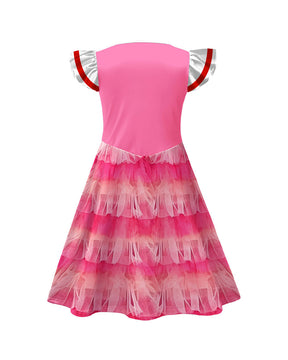Conjunto de Vestido de Princesa Rosa e Bolsa Transversal Infantil