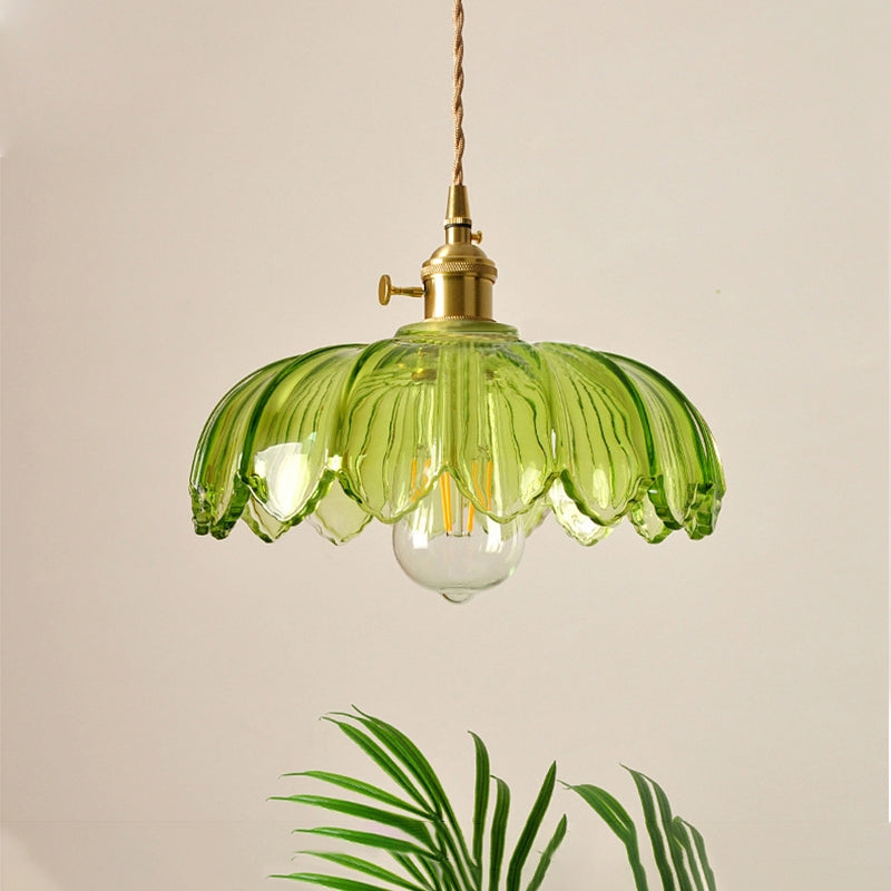 Luminária Pendente de Flores Vintage | Lustre de Vidro Colorido