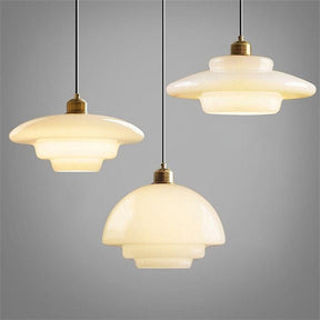 Pendente de Vidro Branco | Elegância Moderna de Meados do Século