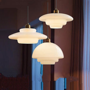 Pendente de Vidro Branco | Elegância Moderna de Meados do Século