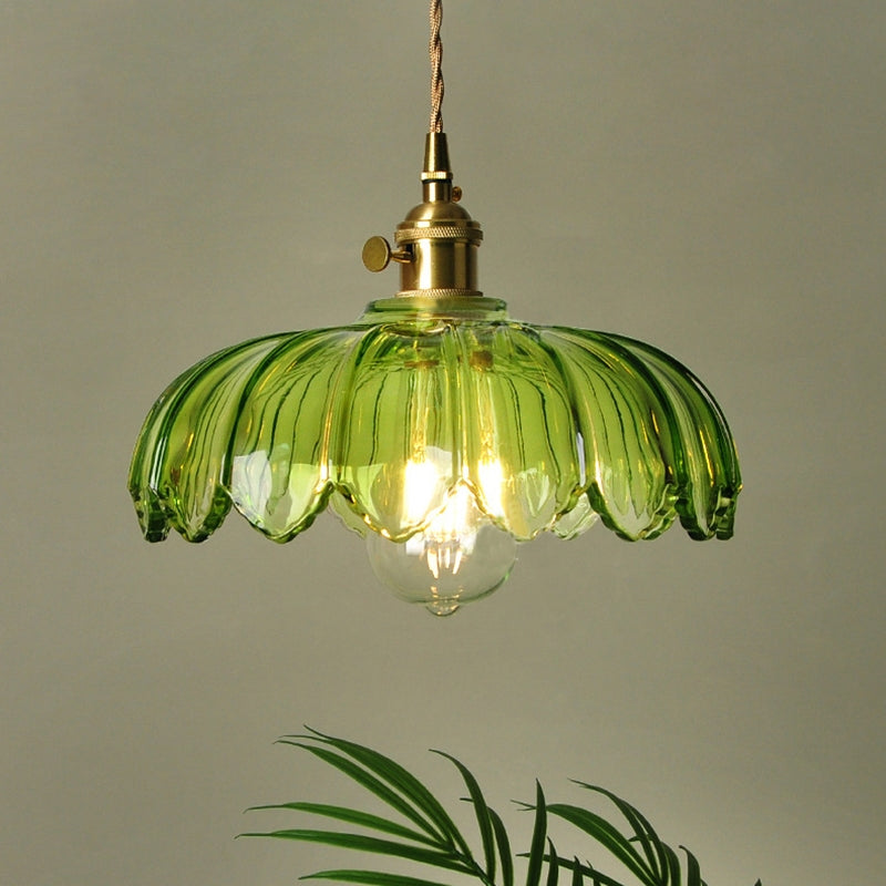 Luminária Pendente de Flores Vintage | Lustre de Vidro Colorido