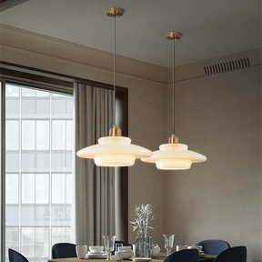 Pendente de Vidro Branco | Elegância Moderna de Meados do Século