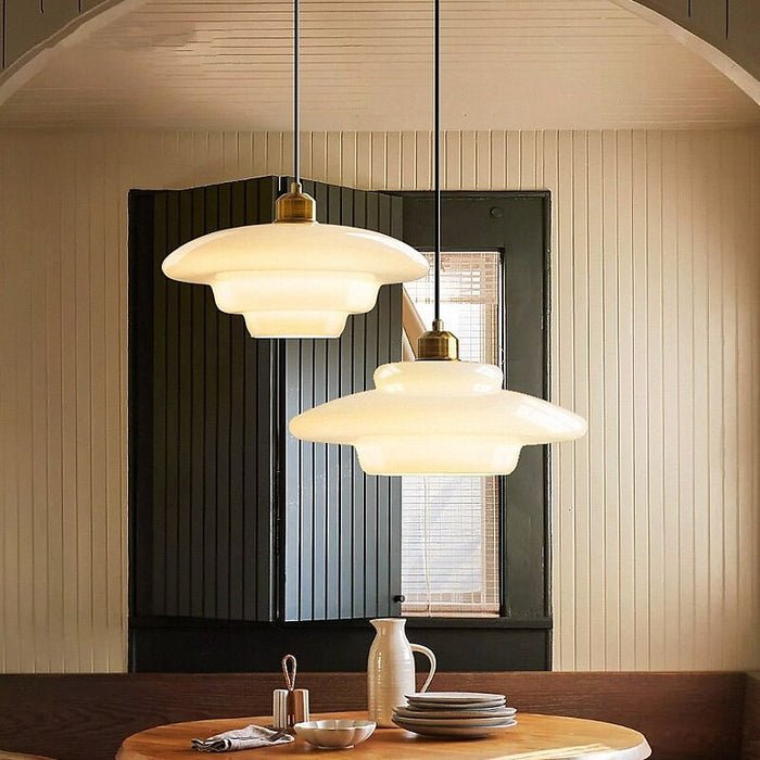 Pendente de Vidro Branco | Elegância Moderna de Meados do Século