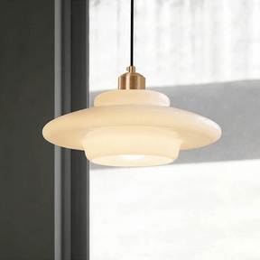Pendente de Vidro Branco | Elegância Moderna de Meados do Século