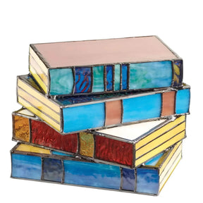 Luminária de Livro em Vitral | Iluminação Artística Artesanal