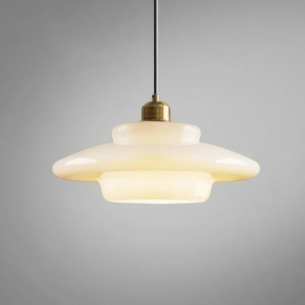 Pendente de Vidro Branco | Elegância Moderna de Meados do Século