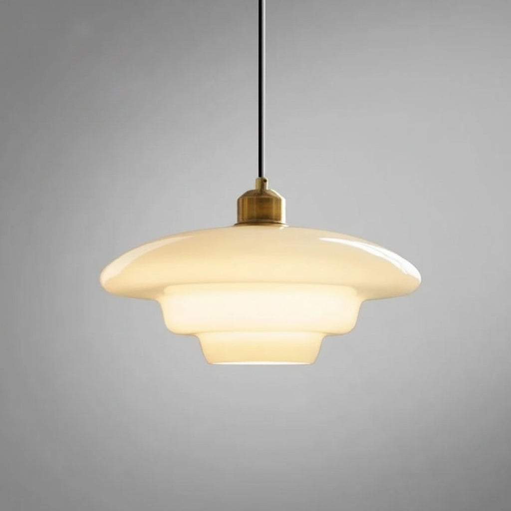 Pendente de Vidro Branco | Elegância Moderna de Meados do Século