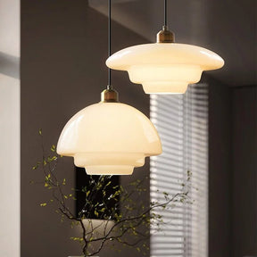 Pendente de Vidro Branco | Elegância Moderna de Meados do Século