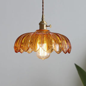 Luminária Pendente de Flores Vintage | Lustre de Vidro Colorido