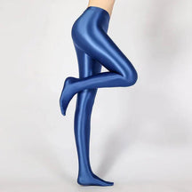 Leggings Lápis Sexy de Cintura Alta com Acabamento Brilhante e Opaco - Calças Justas de Alta Elasticidade