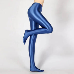 Leggings Lápis Sexy de Cintura Alta com Acabamento Brilhante e Opaco - Calças Justas de Alta Elasticidade