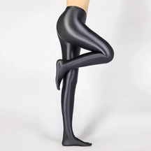 Leggings Lápis Sexy de Cintura Alta com Acabamento Brilhante e Opaco - Calças Justas de Alta Elasticidade