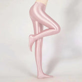 Leggings Lápis Sexy de Cintura Alta com Acabamento Brilhante e Opaco - Calças Justas de Alta Elasticidade