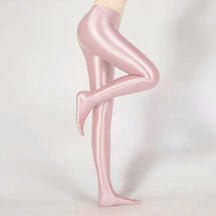 Leggings Lápis Sexy de Cintura Alta com Acabamento Brilhante e Opaco - Calças Justas de Alta Elasticidade