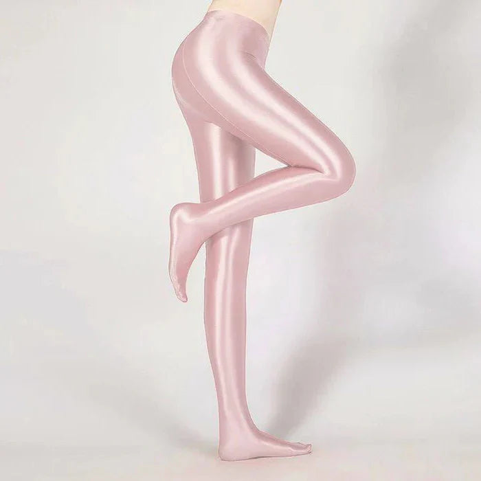 Leggings Lápis Sexy de Cintura Alta com Acabamento Brilhante e Opaco - Calças Justas de Alta Elasticidade