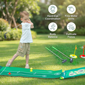 Tapete de Golfe com Taco Ajustável Conjunto para Jogos em Ambientes Internos
