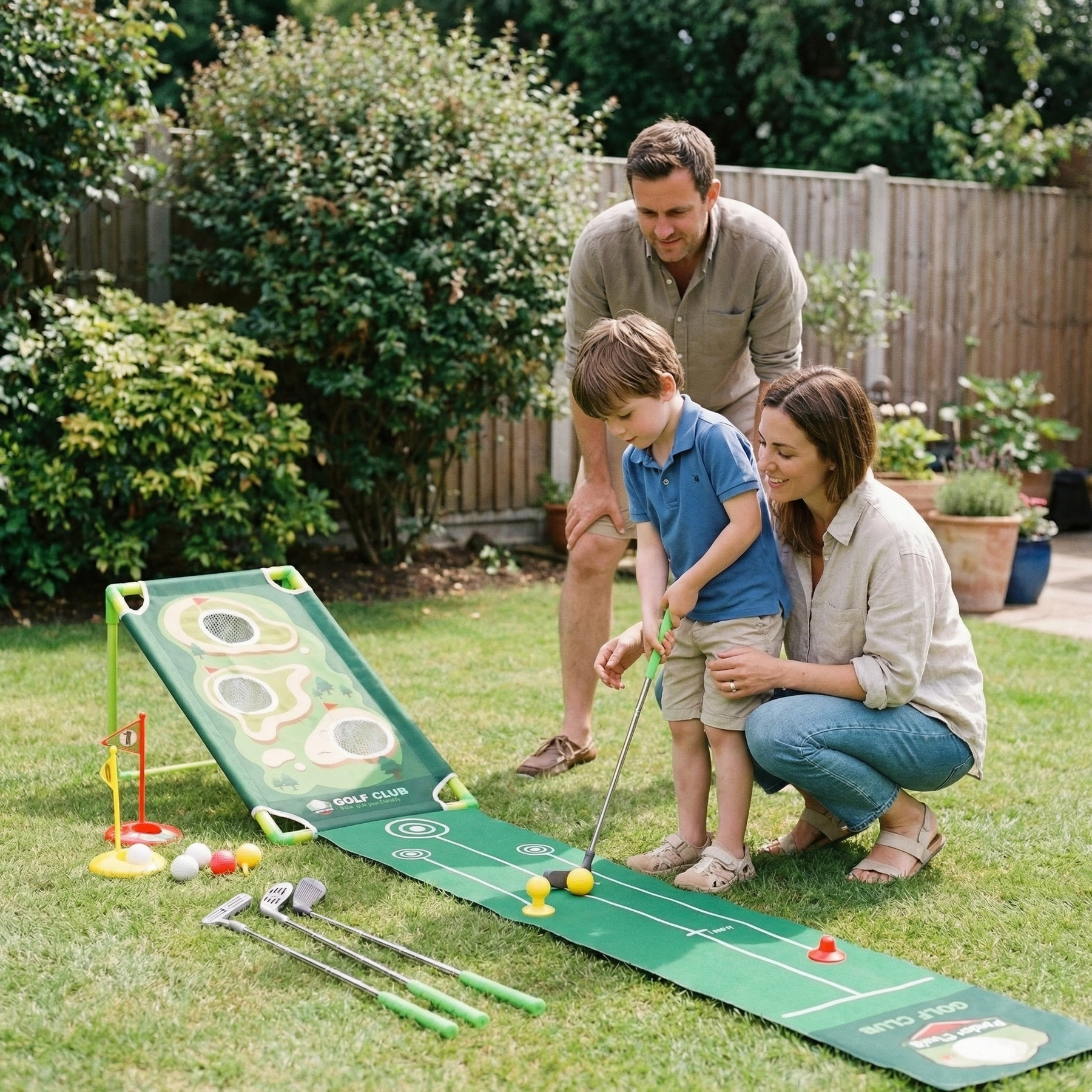Tapete de Golfe com Taco Ajustável Conjunto para Jogos em Ambientes Internos