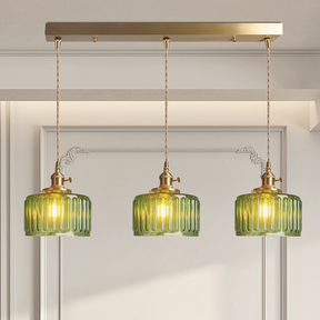 Luminária Pendente de Vidro Verde com Altura Ajustável
