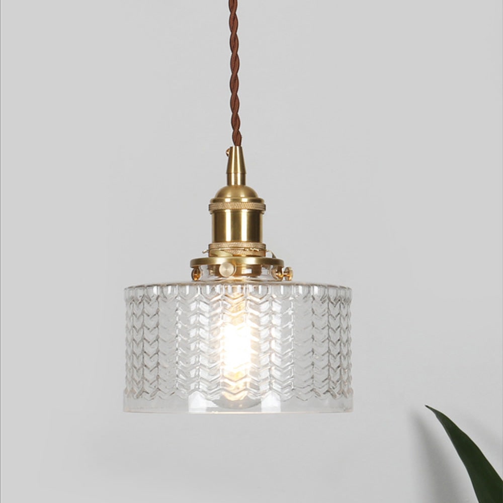 Luminária Pendente de Vidro Verde com Altura Ajustável
