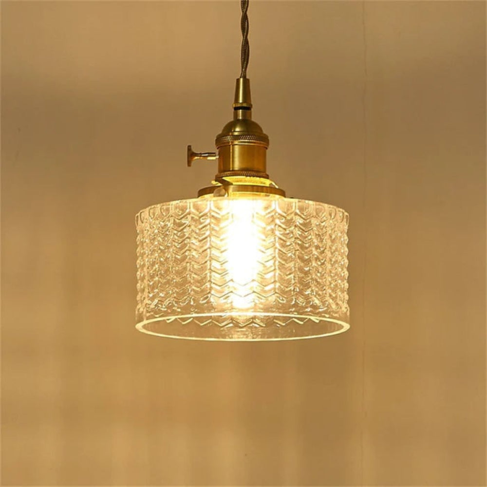 Luminária Pendente de Vidro Verde com Altura Ajustável