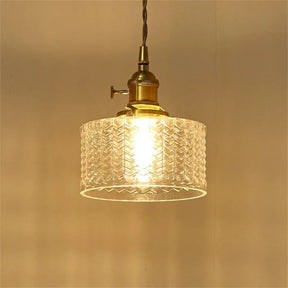 Luminária Pendente de Vidro Verde com Altura Ajustável