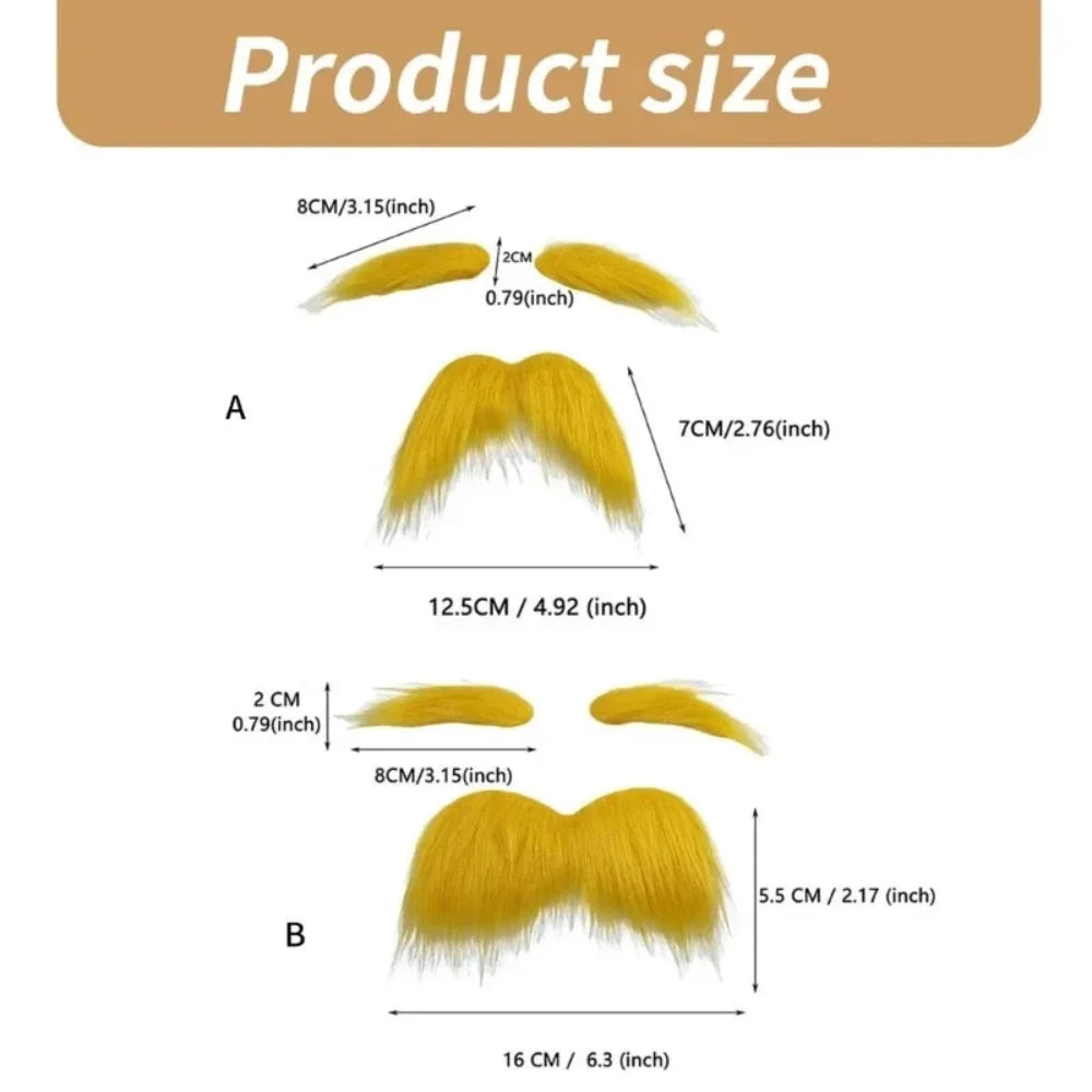 Conjunto de Bigode e Sobrancelhas Adesivas para Fantasia de Halloween