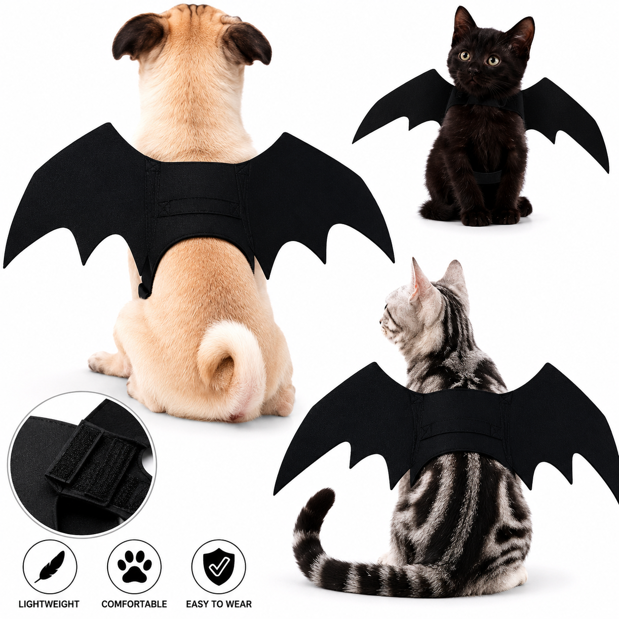 Acessórios de Halloween Fantasia de Morcego para Pet