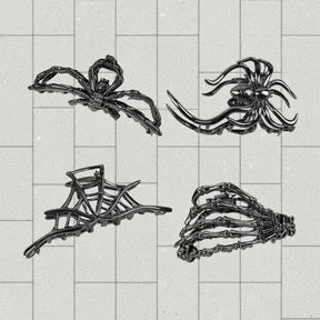 4-Piece Halloween Spider and Bat Hair Clip Set