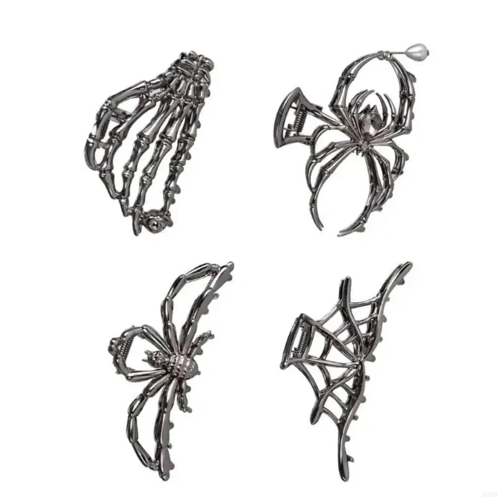 4-Piece Halloween Spider and Bat Hair Clip Set