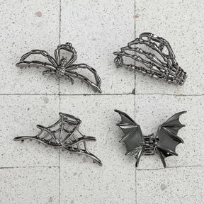 4-Piece Halloween Spider and Bat Hair Clip Set