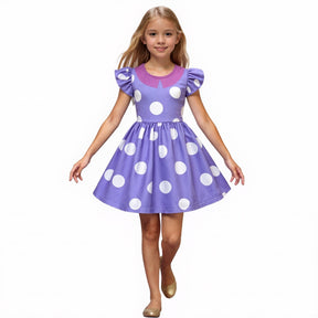 Fantasia de Halloween Infantil Vestido de Bolinhas com Babados para Festa