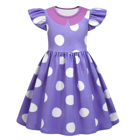 Fantasia de Halloween Infantil Vestido de Bolinhas com Babados para Festa