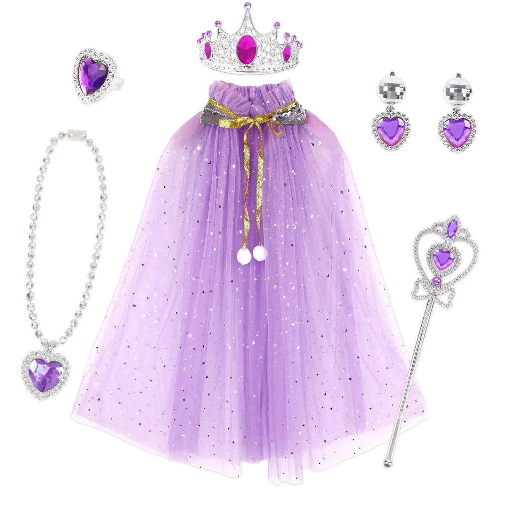 Conjunto de Acessórios de Capa de Princesa para Fantasia de Halloween Infantil Feminina