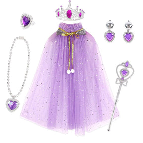 Conjunto de Acessórios de Capa de Princesa para Fantasia de Halloween Infantil Feminina