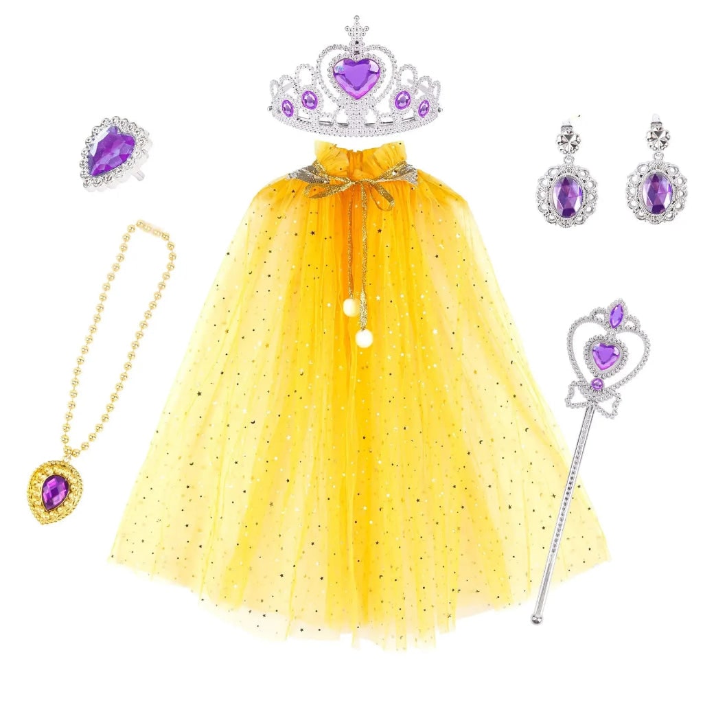 Conjunto de Acessórios de Capa de Princesa para Fantasia de Halloween Infantil Feminina