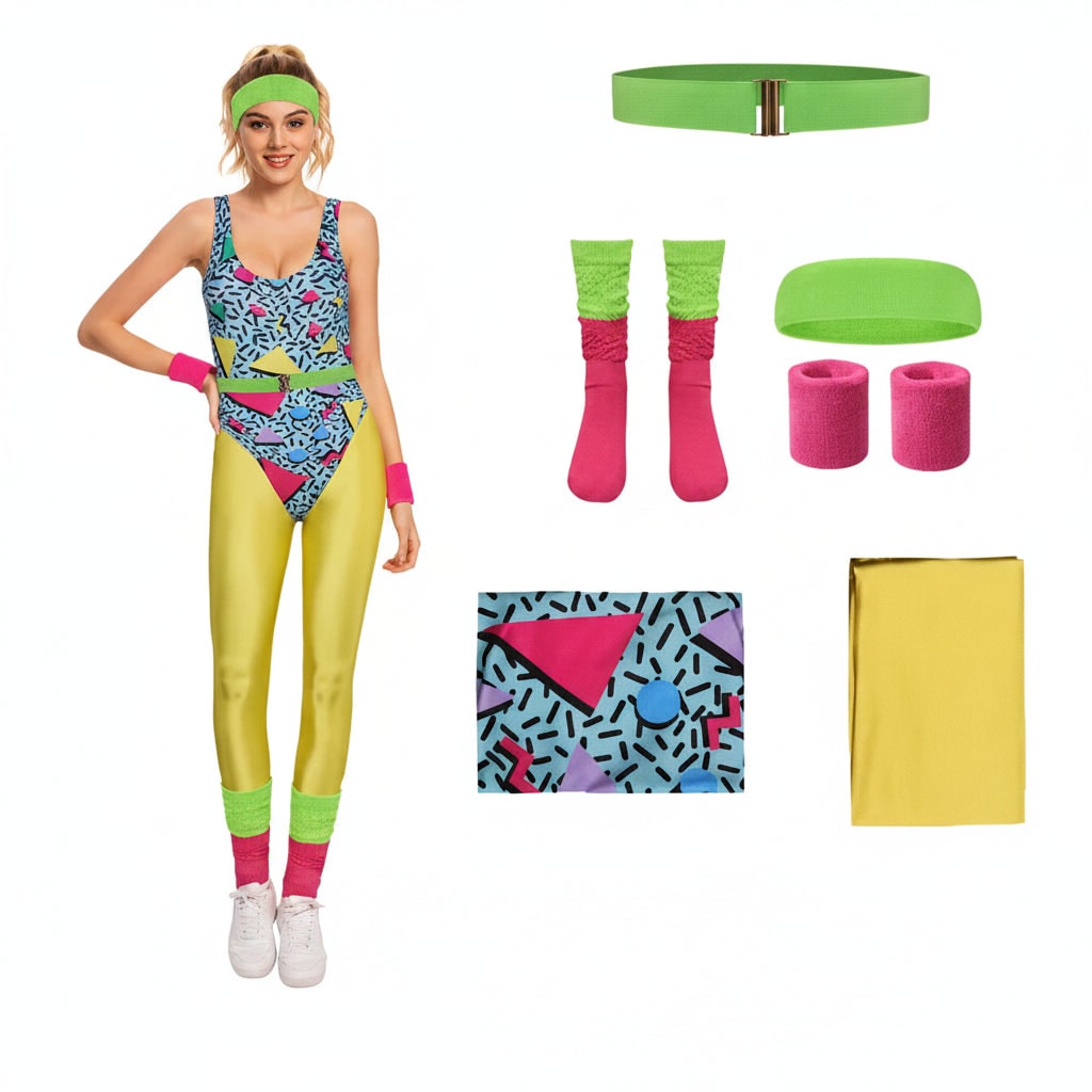 Conjunto de Fantasia de Halloween de Fitness Retrô para Meninas