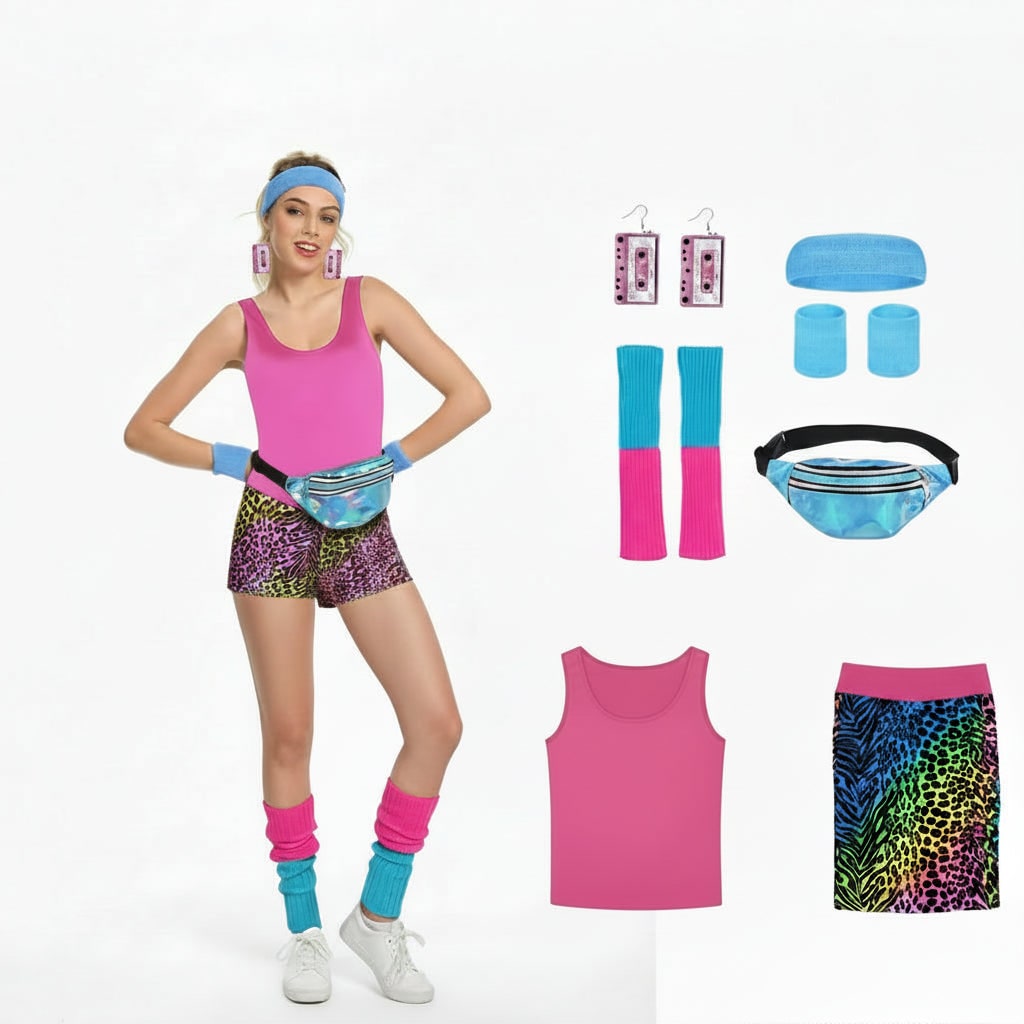 Conjunto de Fantasia de Halloween de Fitness Retrô para Meninas