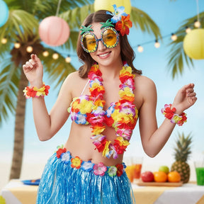 Conjunto de Fantasia Havaiana para Festa Hula de Halloween