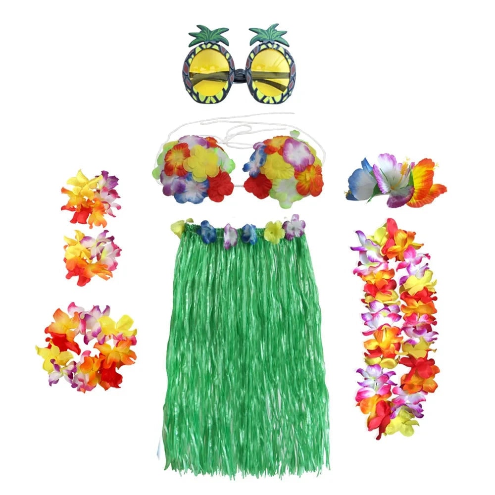 Conjunto de Fantasia Havaiana para Festa Hula de Halloween