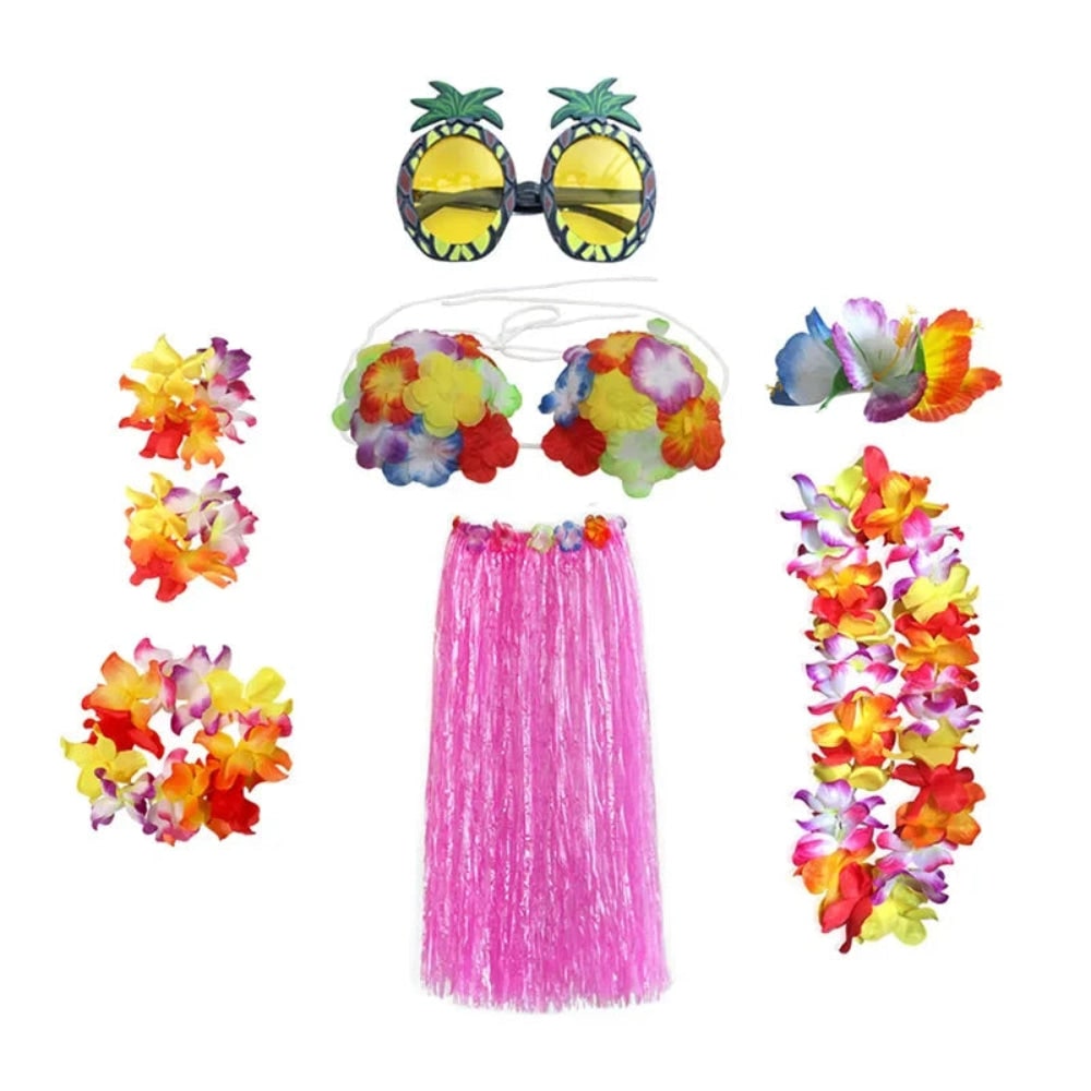 Conjunto de Fantasia Havaiana para Festa Hula de Halloween