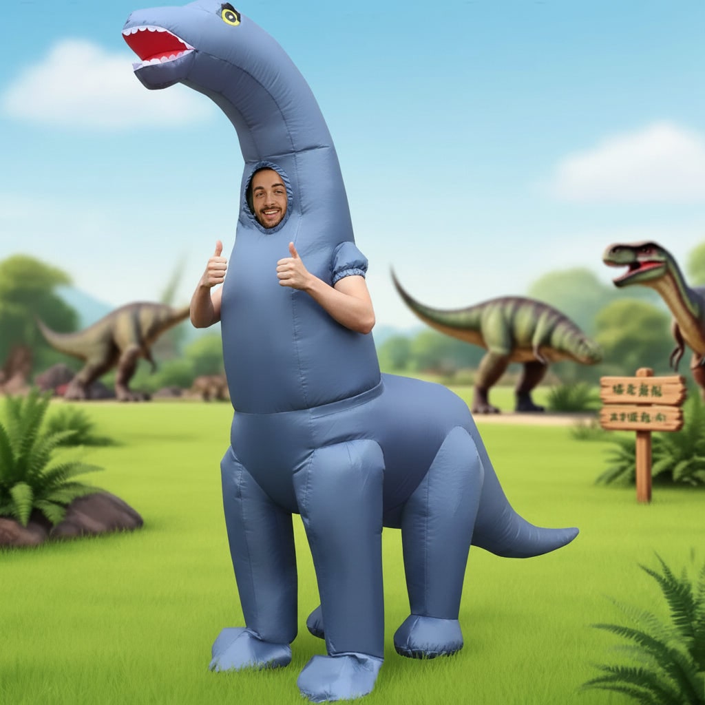 Fantasia de Dinossauro Inflável Engraçada para Halloween e Festas