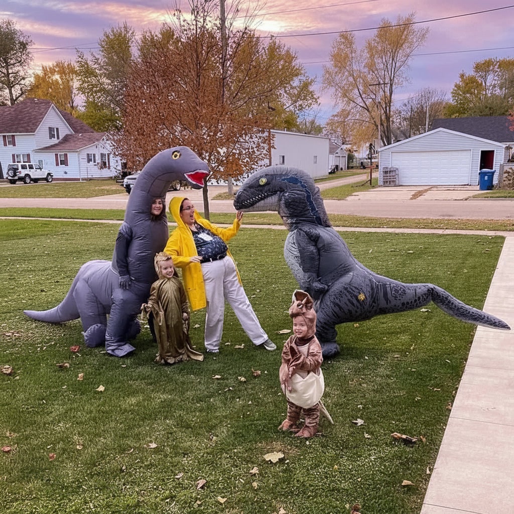 Fantasia de Dinossauro Inflável Engraçada para Halloween e Festas