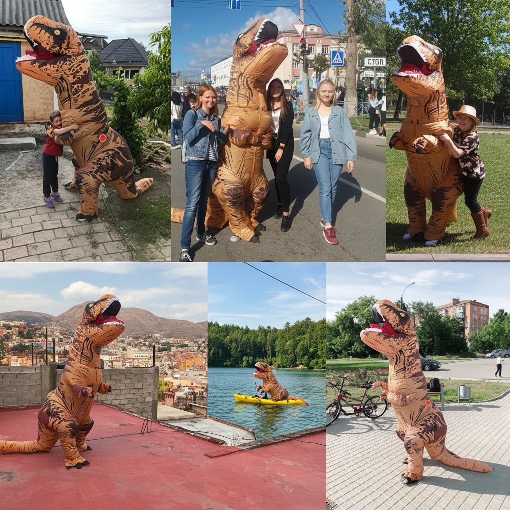 Fantasia de Dinossauro Inflável para Festa Divertida de Halloween