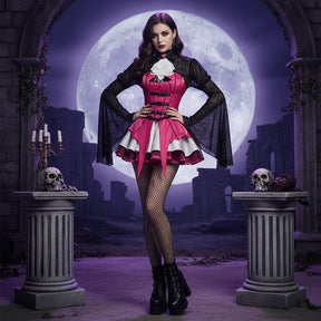 Fantasia de Halloween Vestido de Manga Longa Roupa de Vampira