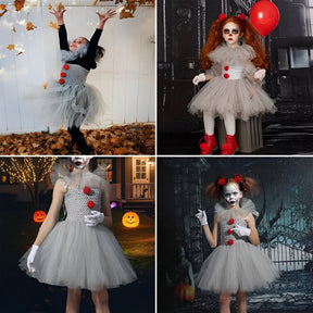 Fantasia de Halloween Vestido de Palhaço Tutu Roupa de Festa