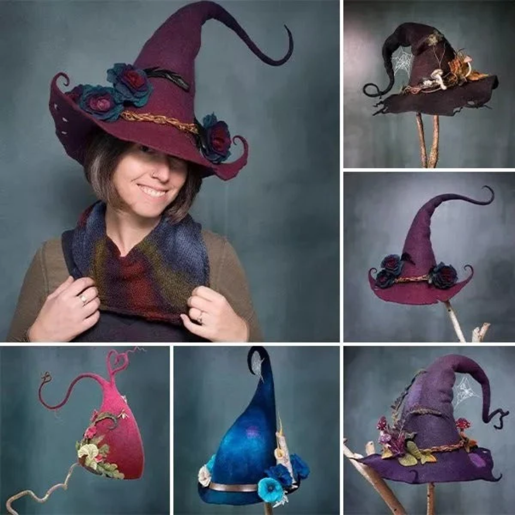 Fantasia de Halloween Chapéu de Bruxa com Design Floral
