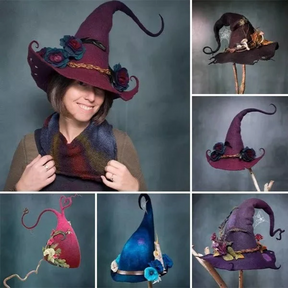 Fantasia de Halloween Chapéu de Bruxa com Design Floral