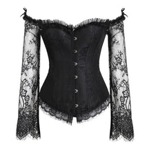 Fantasia de Halloween Feminina Gótica com Corset e Mangas de Renda
